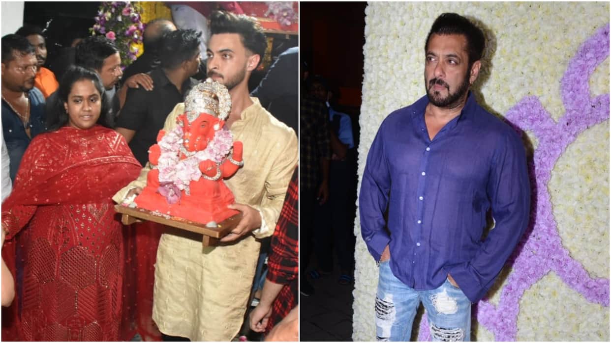 Salman Khan reached Sister Arpita khan ganpati visarjan with aayush sharma and sohail khan