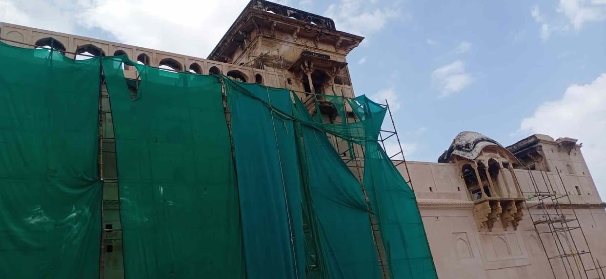 'Birbal's umbrella' being decorated with three crores