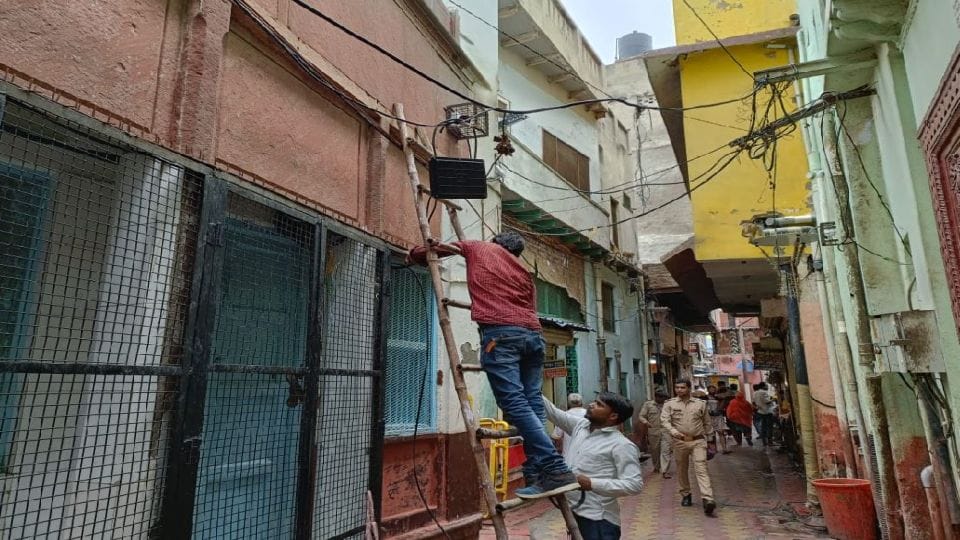 CCTV cameras installed in the streets of Thakur Banke Bihari temple in Vrindavan