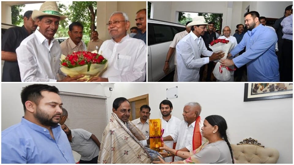 Telangana CM KCR meets CM Nitish Kumar and Deputy CM Tejashwi Yadav in Patna