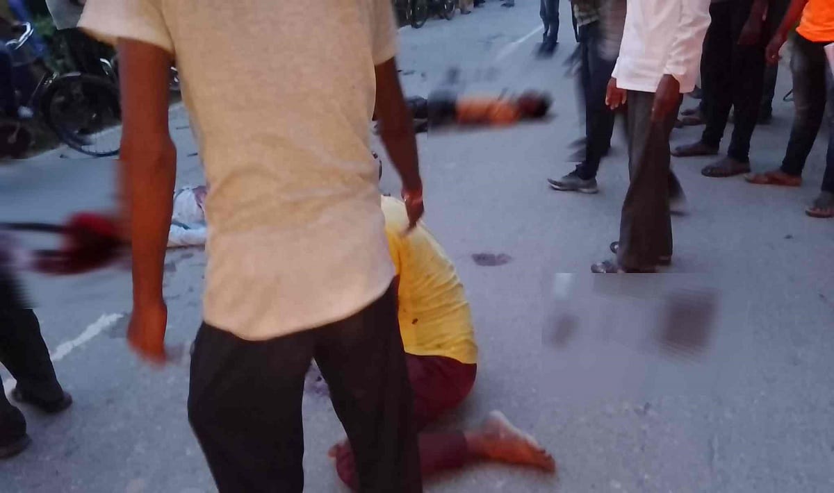 Road accident in varanasi Two people killed on spot after fierce clash between two bikes
