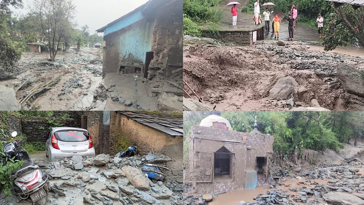 Himachal Weather, Heavy rains wreaked havoc in Khaniyara of Dharamsala, debris entered houses due to flood