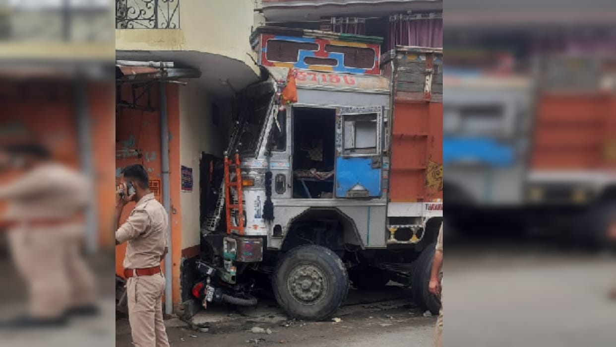 Uncontrolled truck enters shop two injured including female teacher
