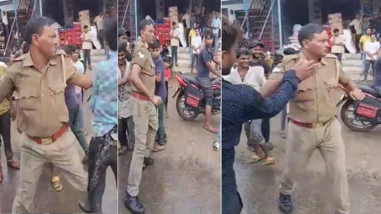 A constable of UP Police has beaten up a youth in Meerut and video viral