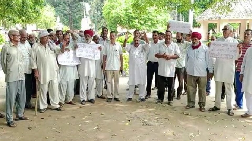 rspura Kisan Sabha protest Irrigation could not be done due to the breakdown of Ranveer Canal