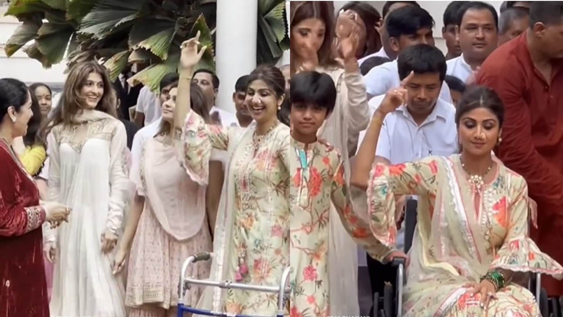 shilpa shetty kundra garba dance with fractured leg on falguni pathak song