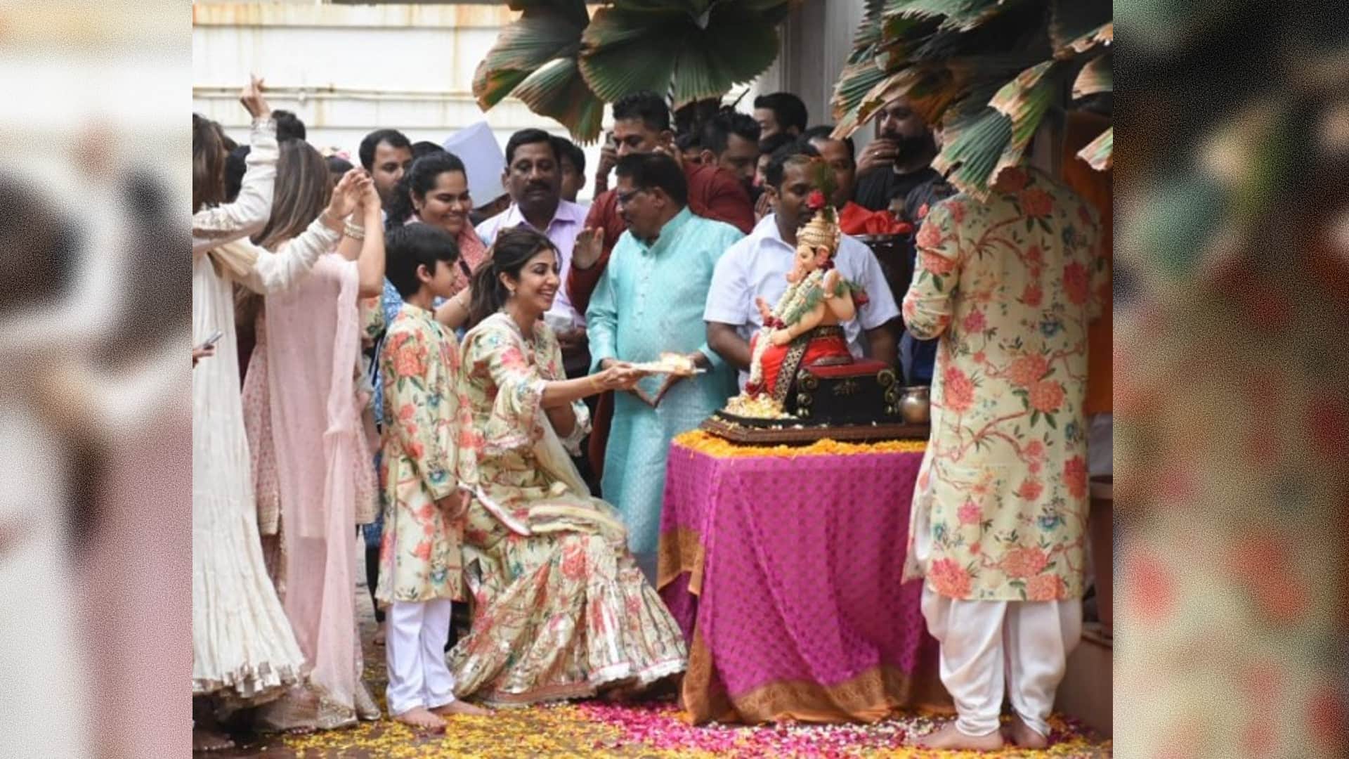 ganesh chaturthi 2022 shilpa shetty did ganpati visarjan with family photos videos goes viral on internet