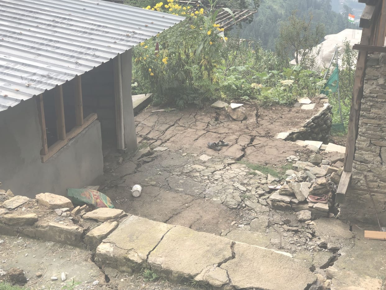 The team of geo-scientists did not reach Dhara village, desperate people started uprooting the house