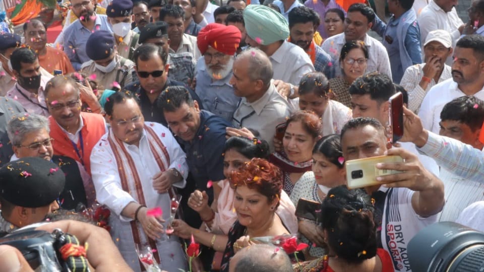BJP national president JP Nadda offers prayers at Mata Mansa Devi temple in Panchkula