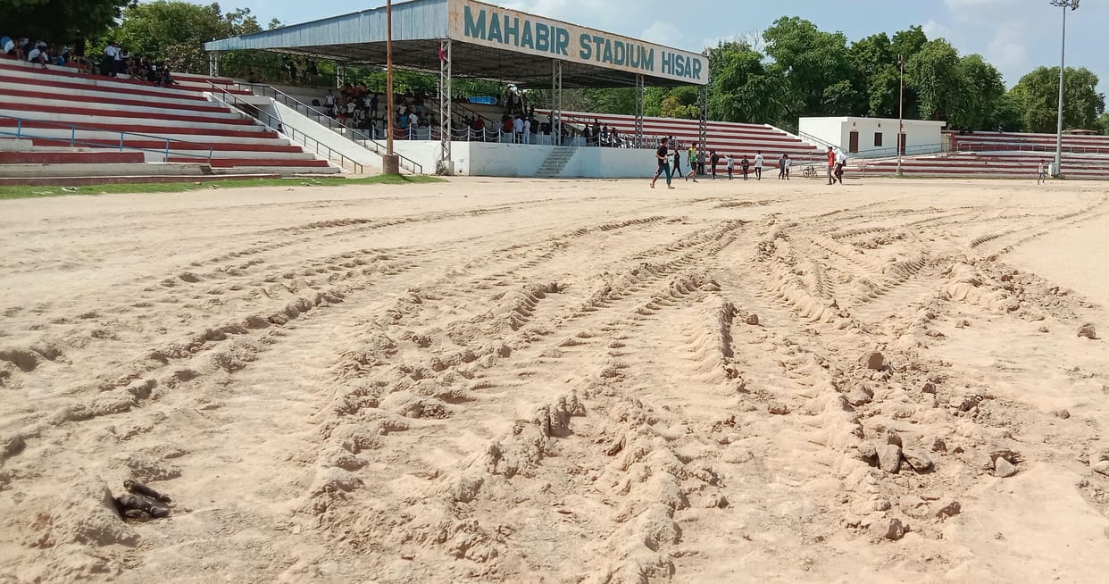 I Mahabir Stadium... My athletics track is in bad condition, sports department is not taking care