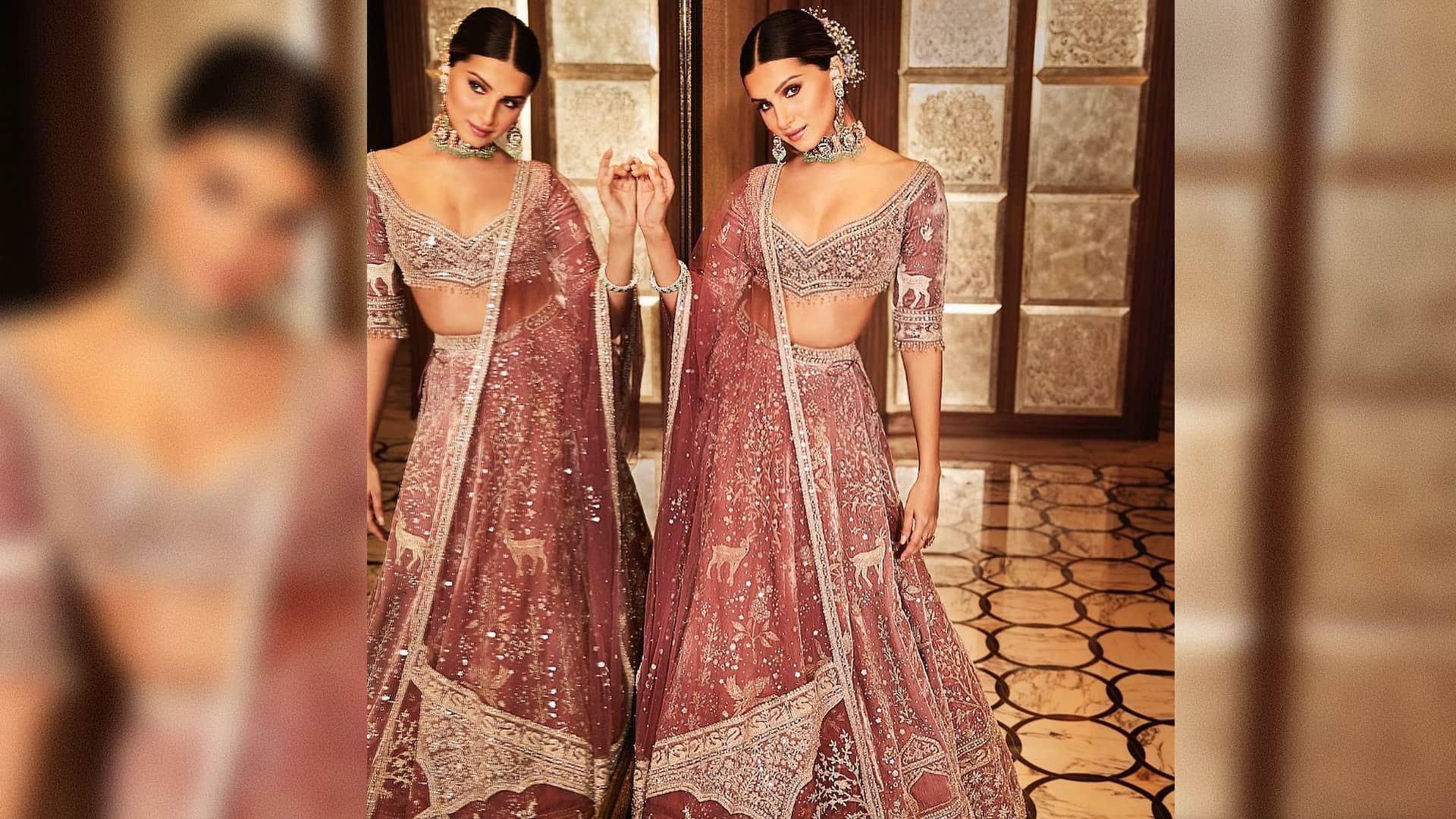 tara sutaria new photoshoot in mauve lehenga set perfect for brides od bridesmaid