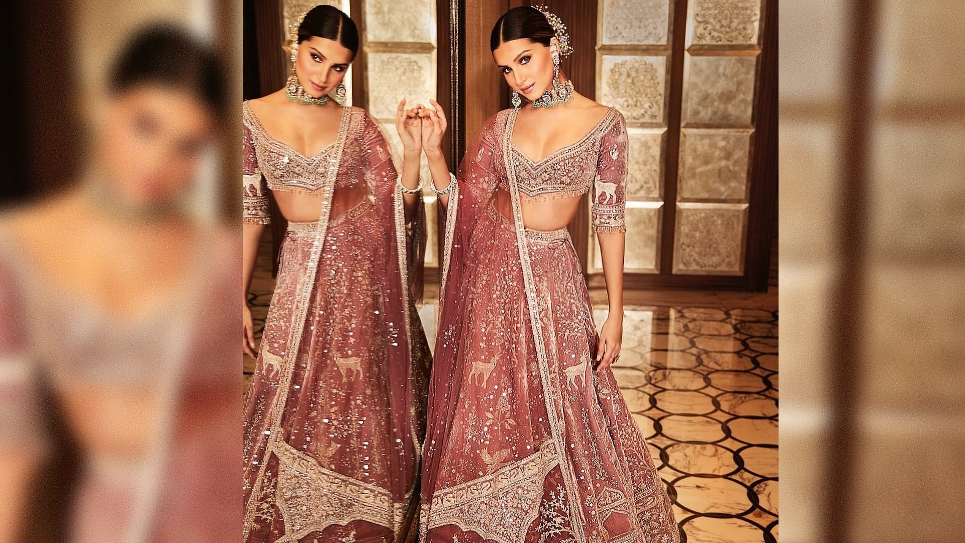 tara sutaria new photoshoot in mauve lehenga set perfect for brides od bridesmaid