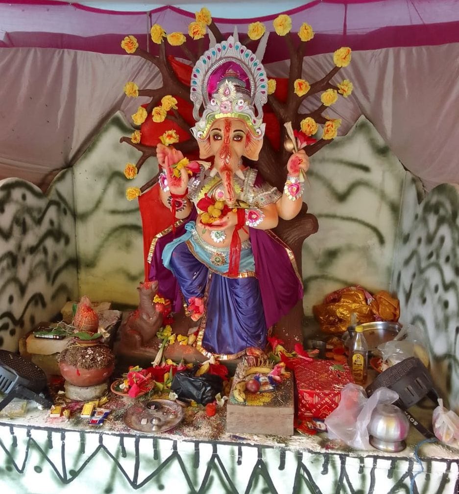 prayer in ganesh pandal