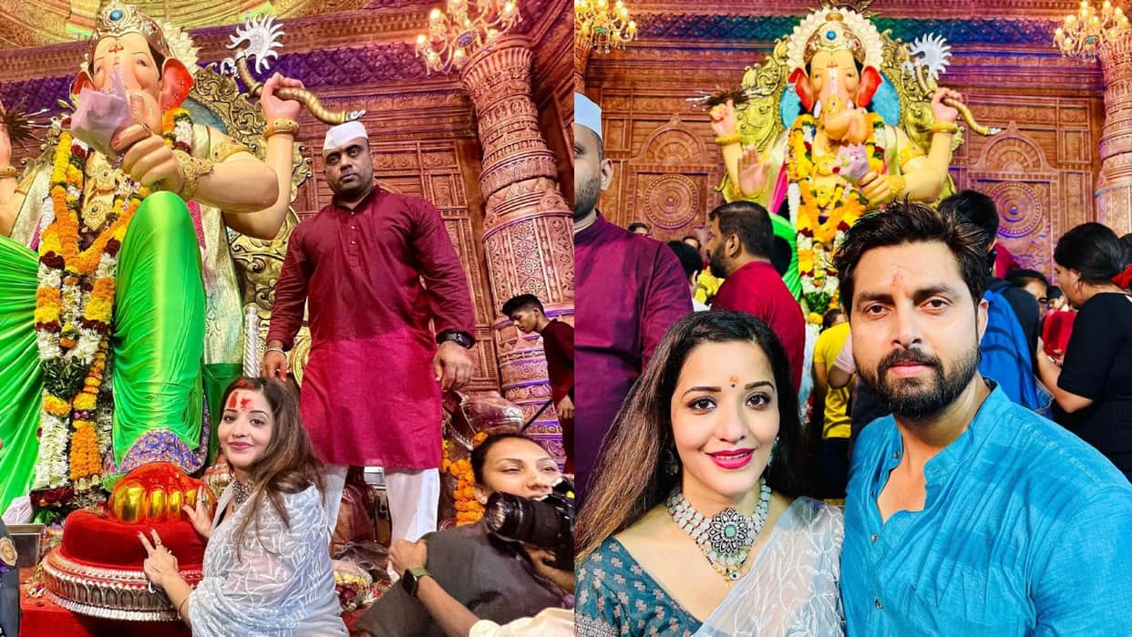 ganesh utsav 2022 Monalisa reached Mumbai with husband for Lalbaug Cha Raja Darshan
