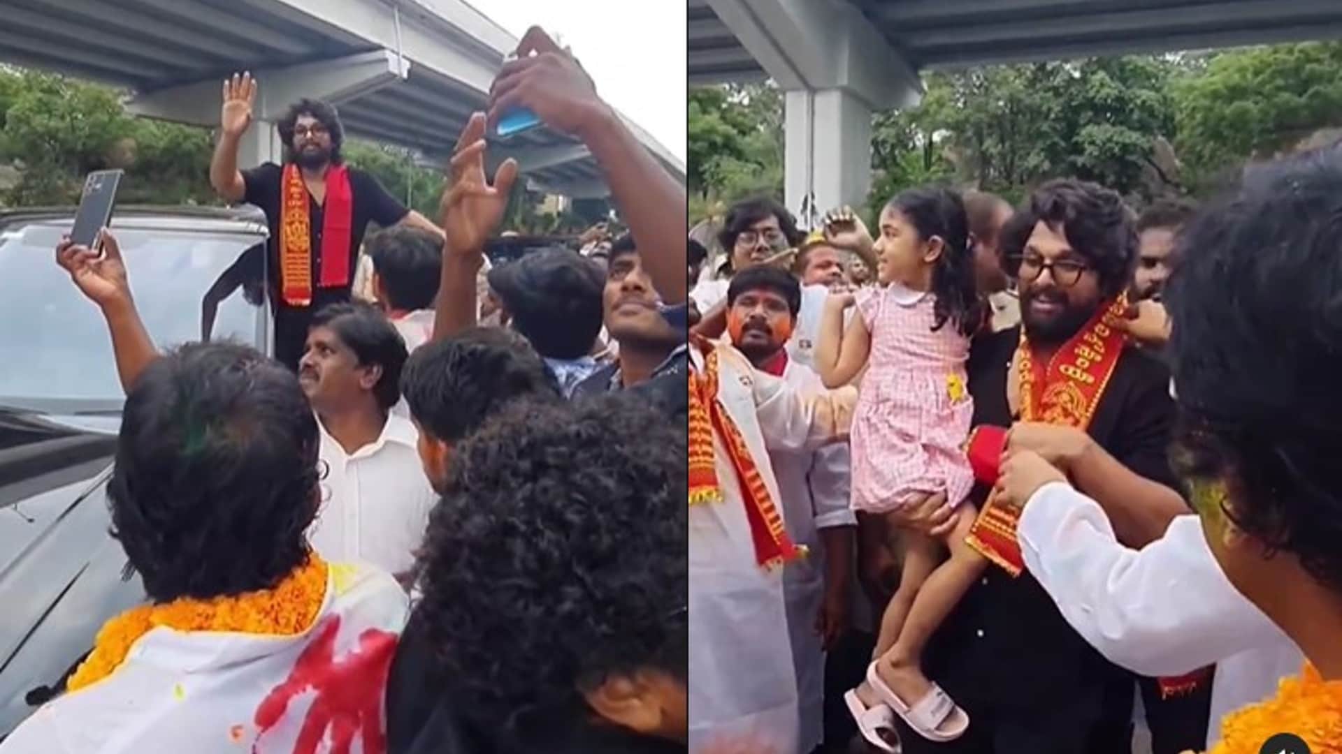Allu Arjun did ganesh visarjan with daughter actor cheers Ganpati Bappa Morya watch video