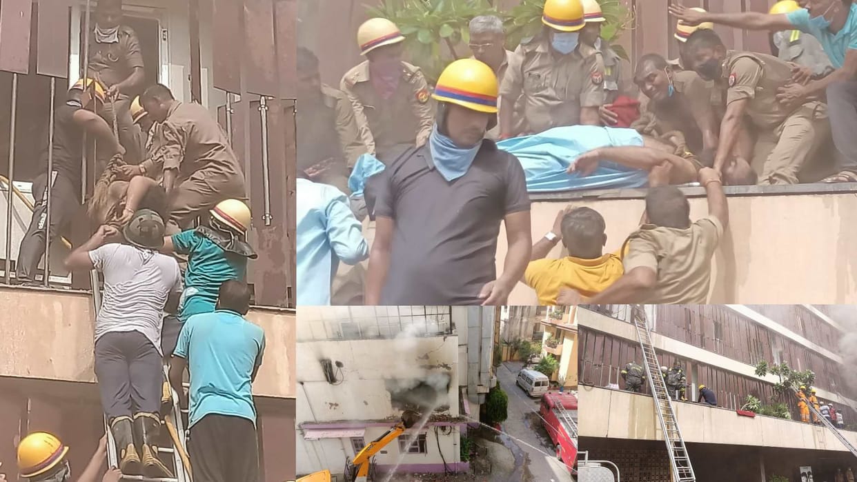 Fire broke out in a hotel in hazratganj in Lucknow.