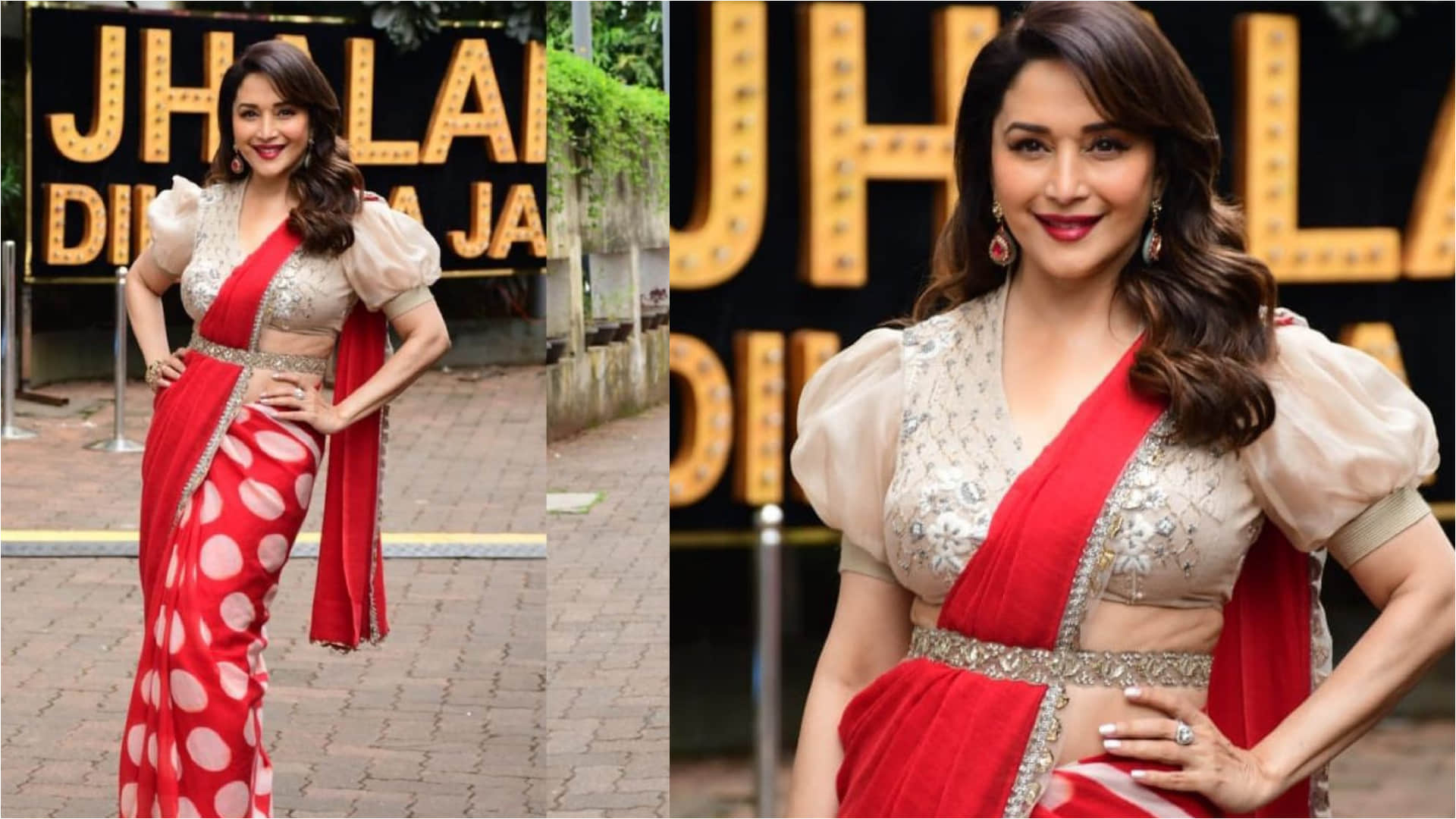 nora fatehi retro hot look in saree with deep neck blouse for jhalak dikhhla jaa dance show