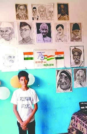 Abdul Mannan showing the wonder of painting with pencil