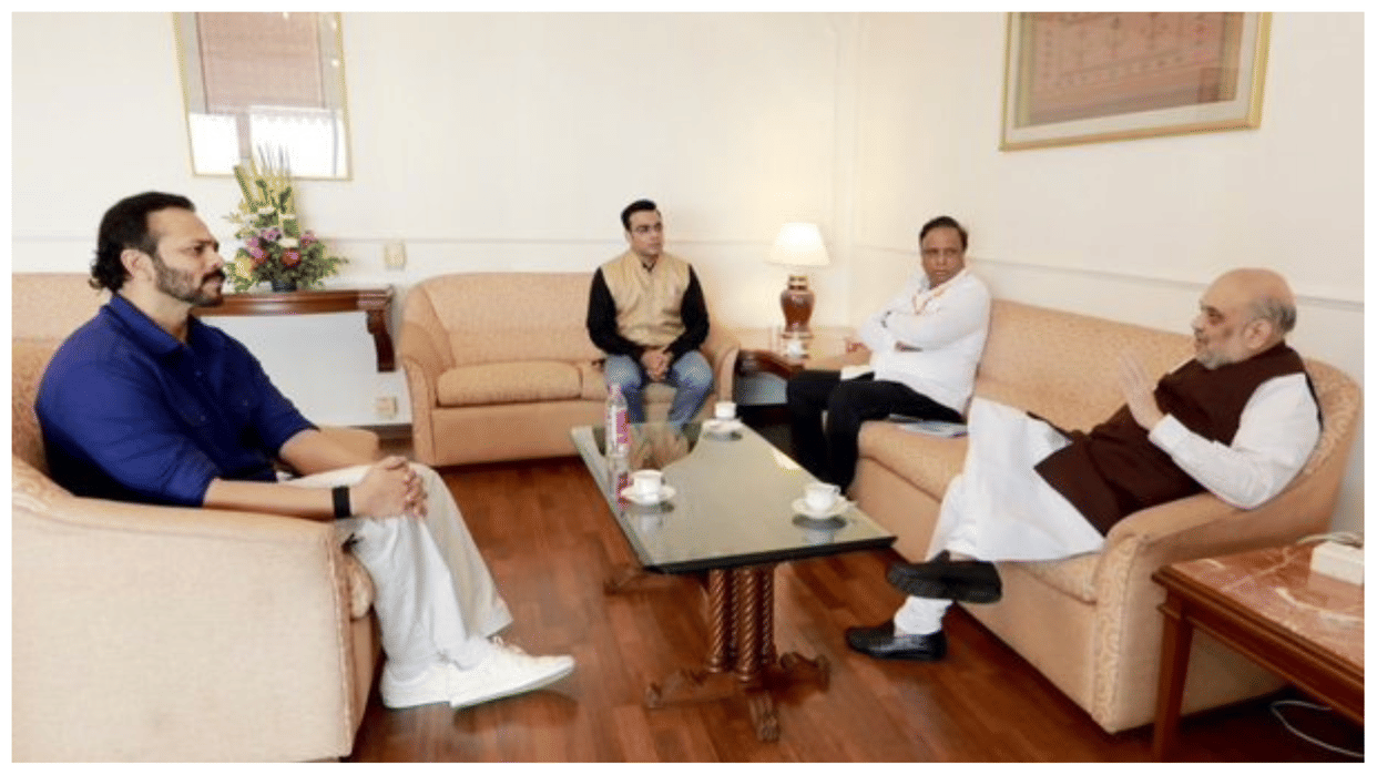 Film director Rohit Shetty meets Union Home Minister Amit Shah in Mumbai