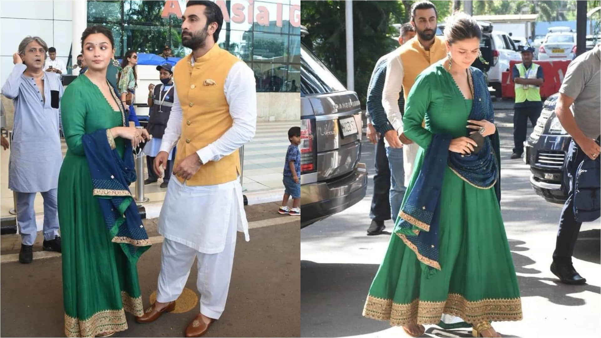 alia bhatt in green anarkali kurta and gajra look beautiful visiting ujjain