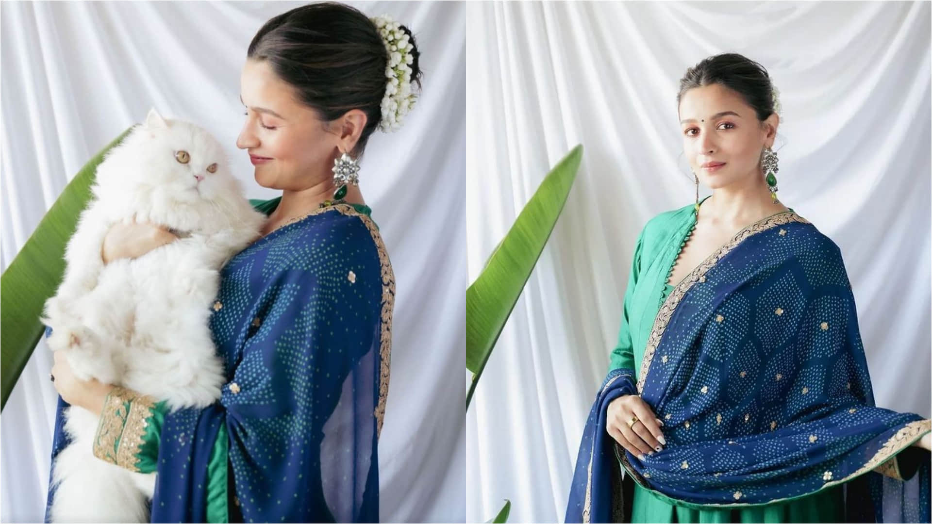 alia bhatt in green anarkali kurta and gajra look beautiful visiting ujjain