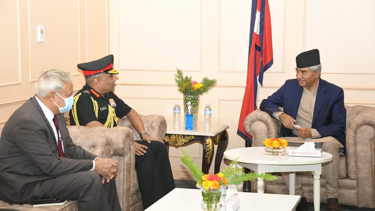 Indian Army chief General Manoj Pande met Prime Minister of Nepal Sher Bahadur Deuba