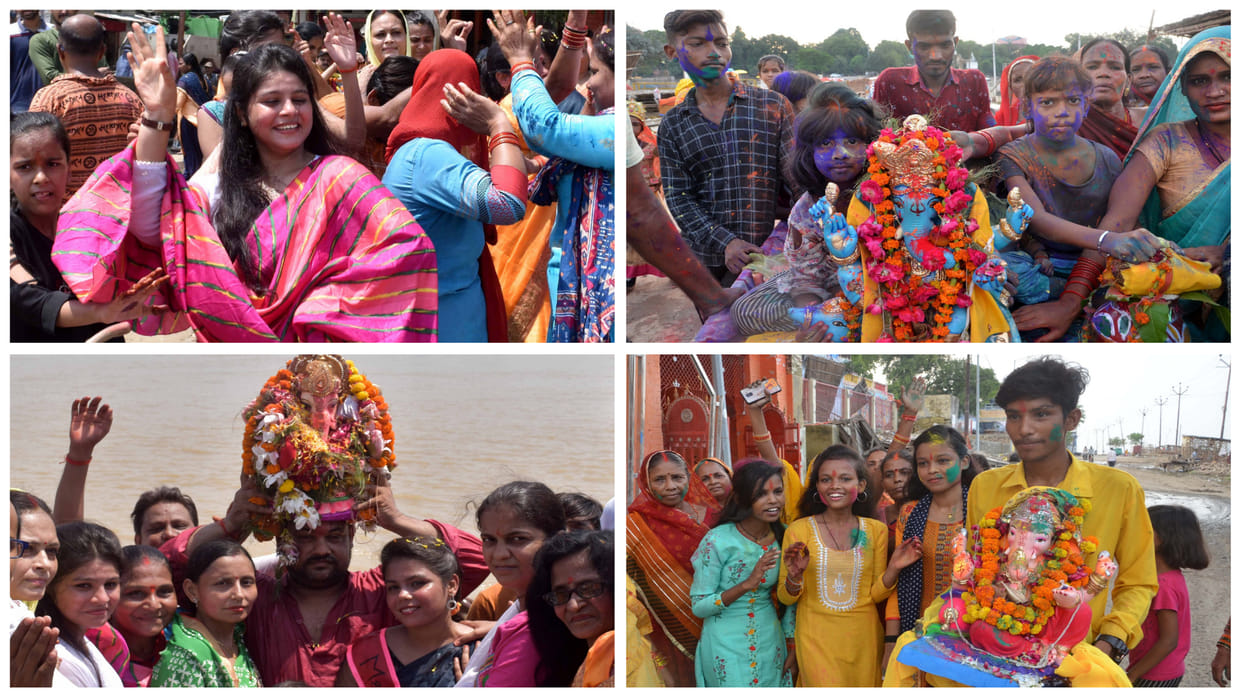 Ganpati idols departed from many pandals including Bal Ganesh