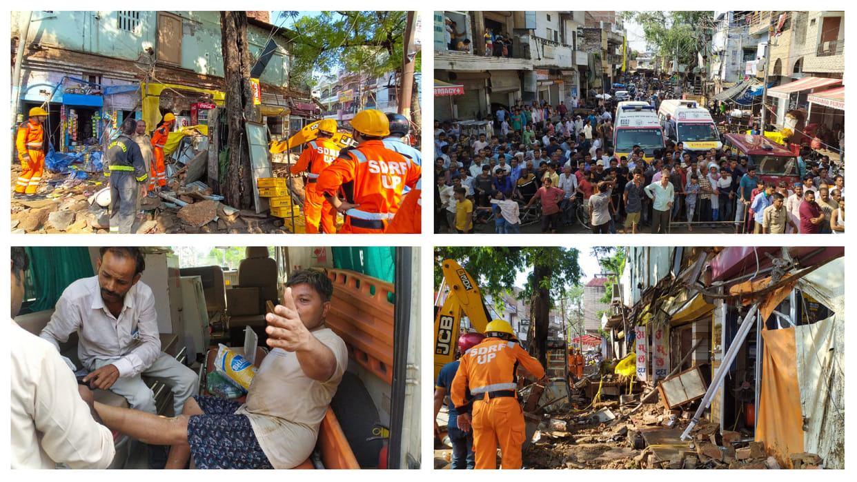 Prayagraj News More than two dozen people buried after falling barja during rain, many people are in critical