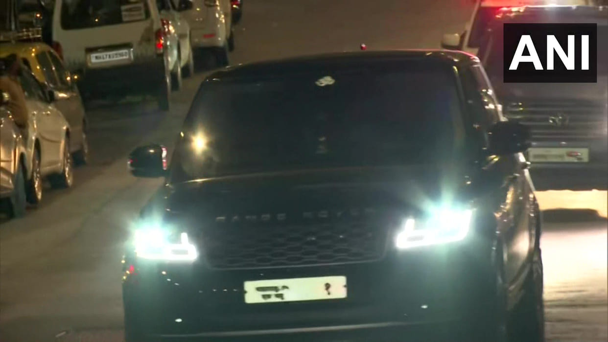 MNS chief Raj Thackeray arrives at the residence of CM Eknath Shinde in Mumbai