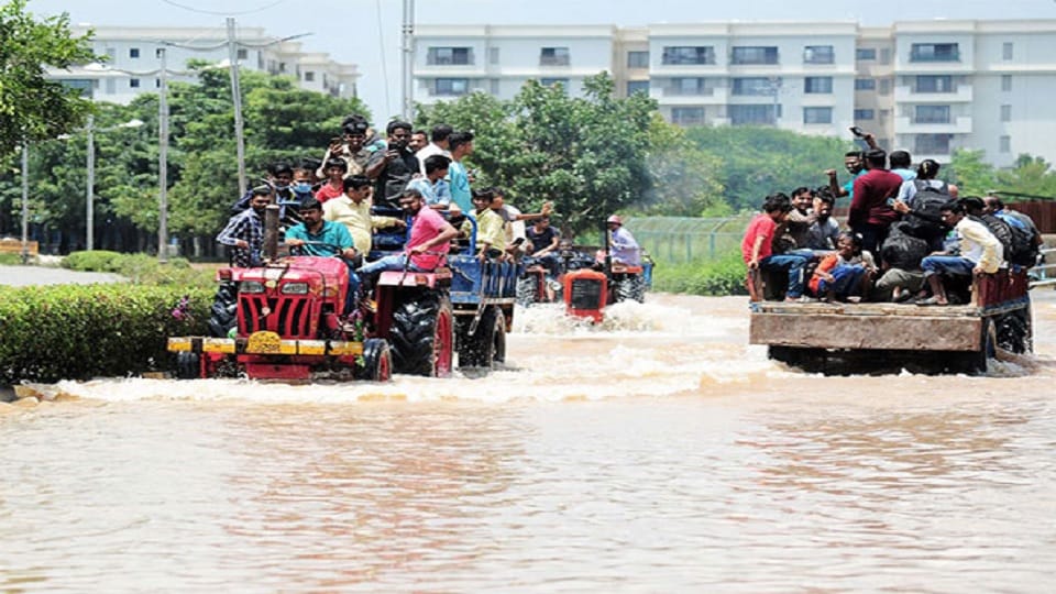 Bulldozers is a solution of Bengaluru massive flood
