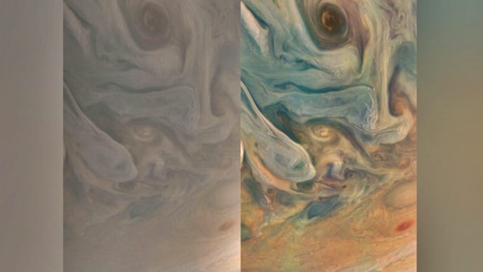Jupiter changed color beautiful pictures came from space NASA Juno spacecraft captured