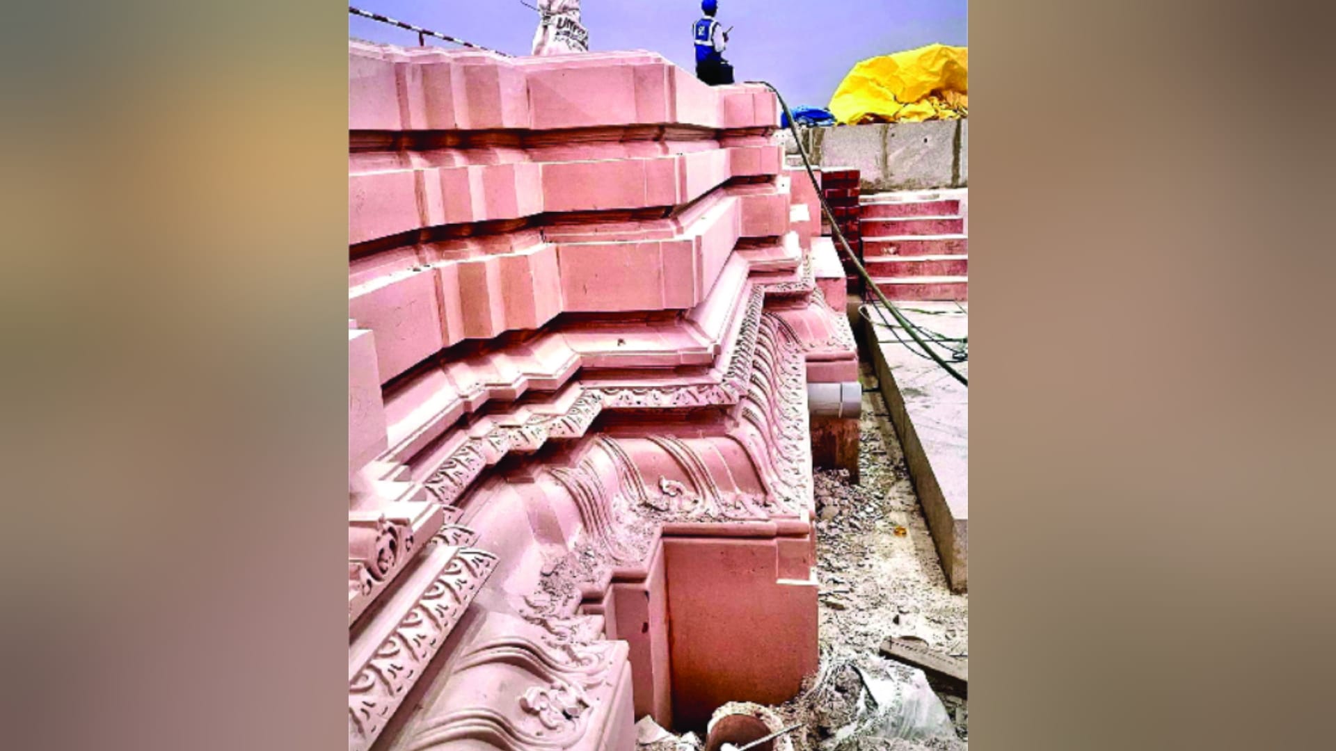 Ram Mandir sanctum being prepared with pink stones trust released picture
