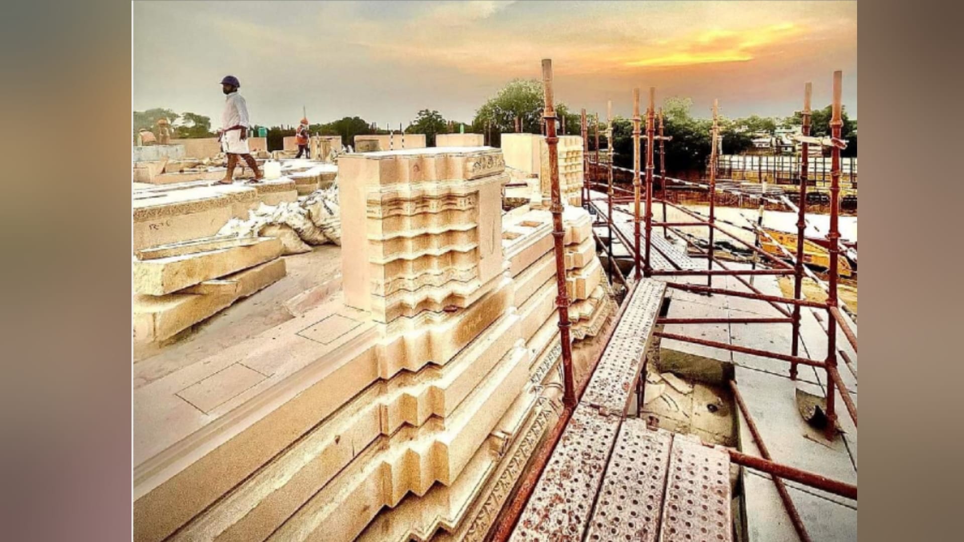 Ram Mandir sanctum being prepared with pink stones trust released picture