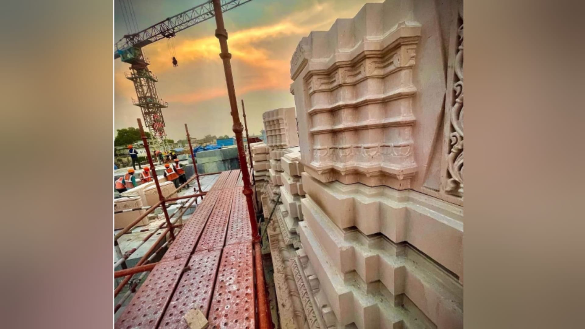 Ram Mandir sanctum being prepared with pink stones trust released picture