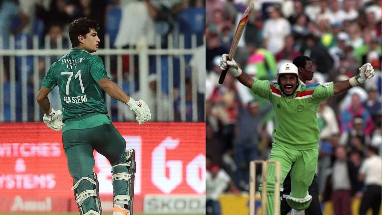 Pakistan cricketers remembers Javed miandad after naseem Shah hit two sixes in last over against afghanistan