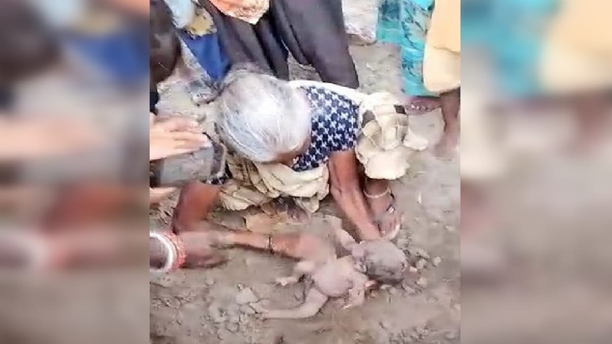 newborn buried in the soil woman who went to the field saved her life in badaun
