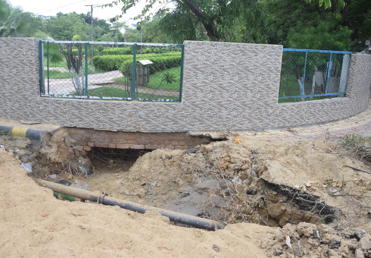 Sinking sewer lines in sectors, giving invitation to accidents