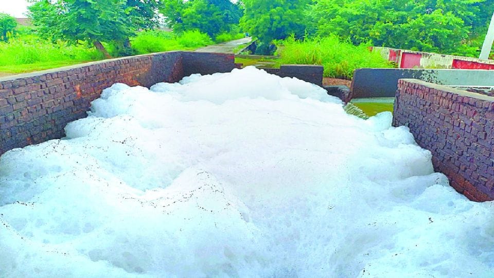 Yamuna river polluted behind Taj Mahal