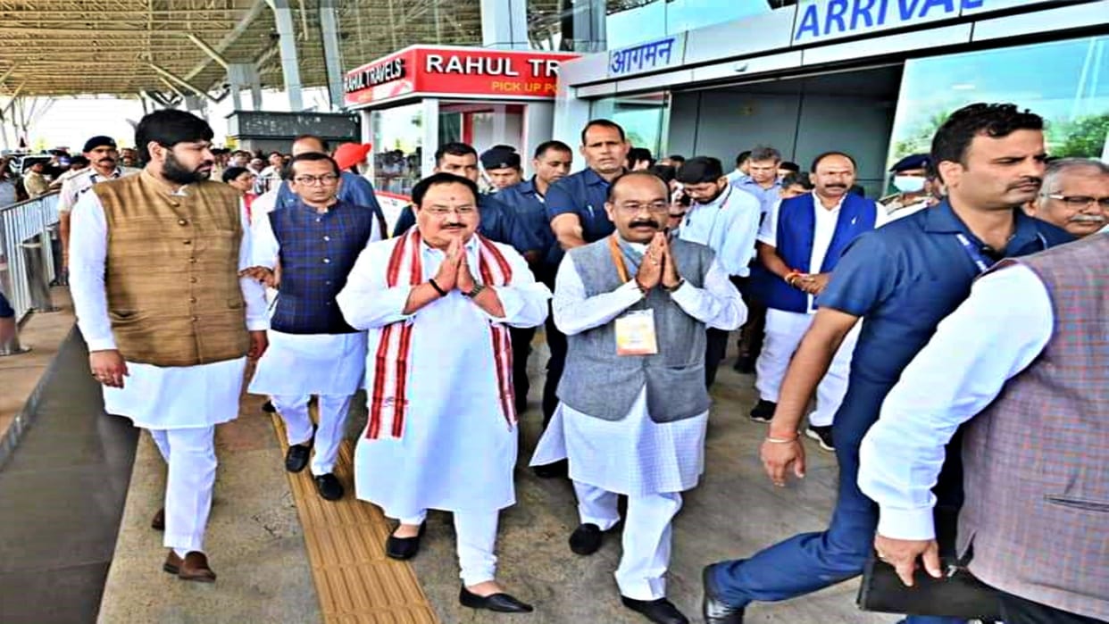 BJP mega roadshow Inundation gathered to welcome BJP National President JP Nadda