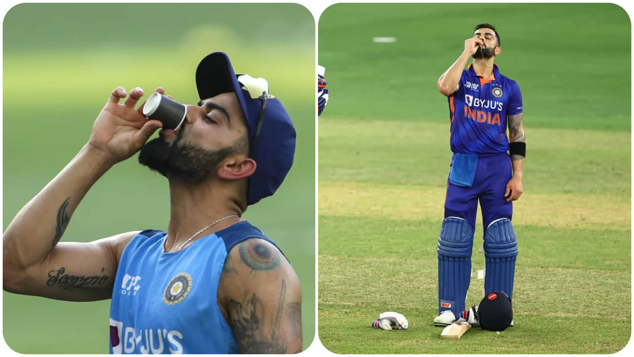 Virat Kohli 71st Century photos from drink before match to kissing his ring