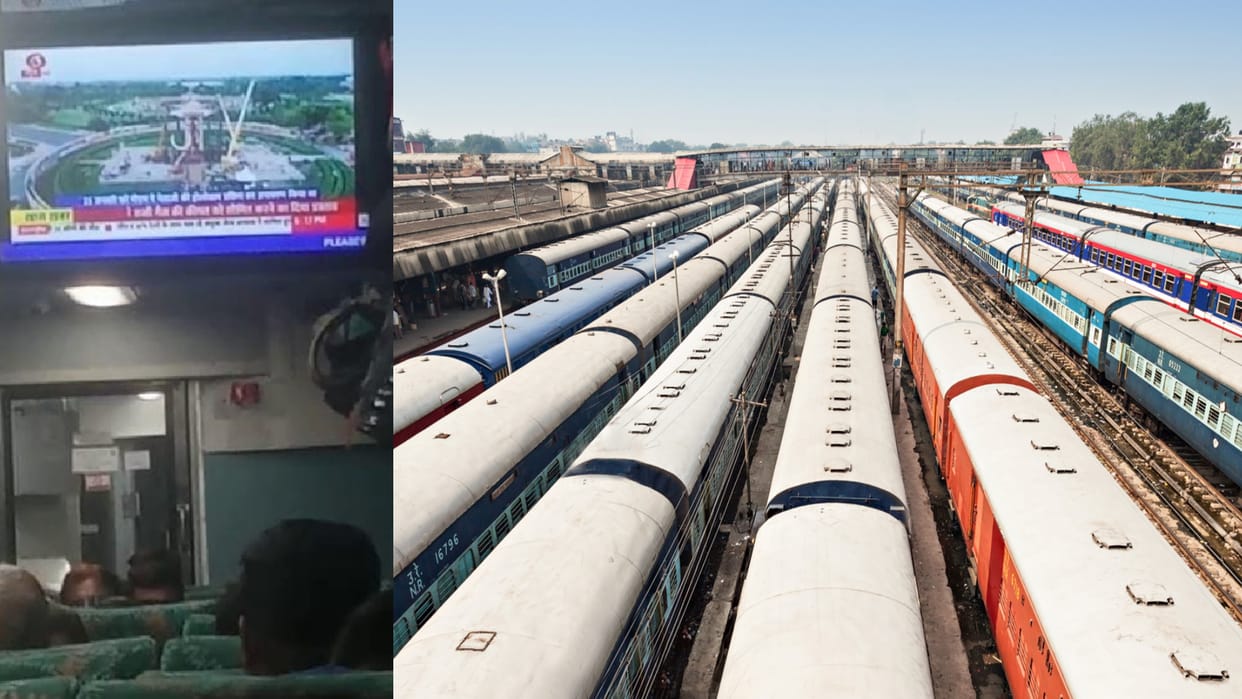 LED TV installed in AC chair car coach of Lucknow Intercity