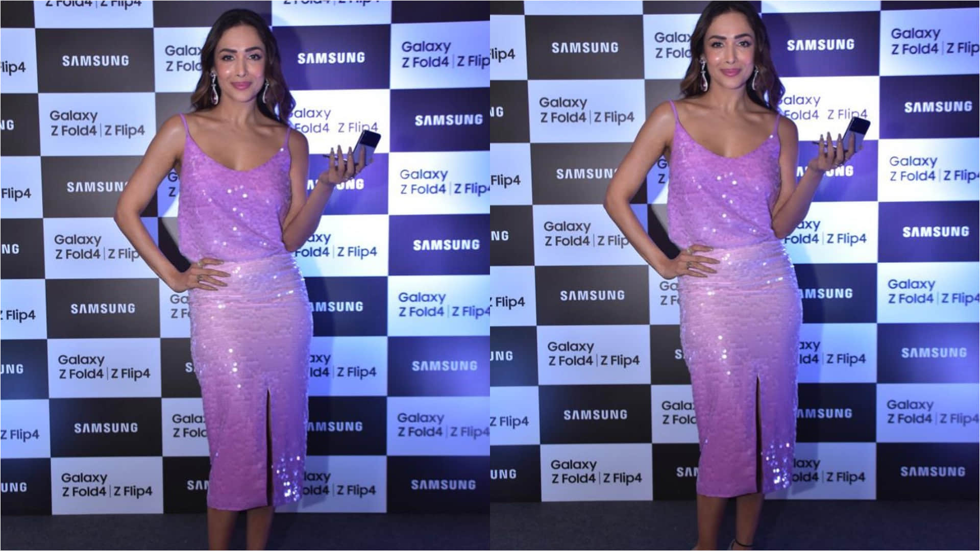 malaika arora stunning in lilac shimmery skirt top set perfect for party look