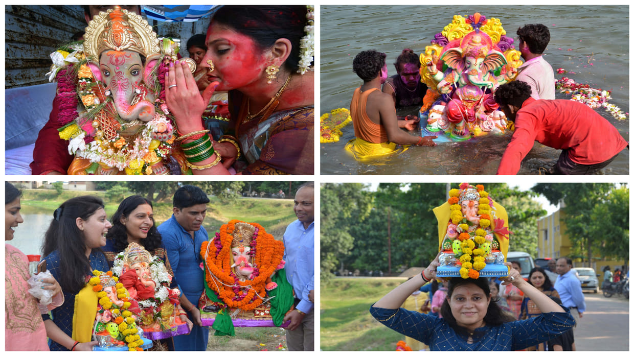 After worshiping by law, the devotees immersed the idol of Ganesha while singing and dancing