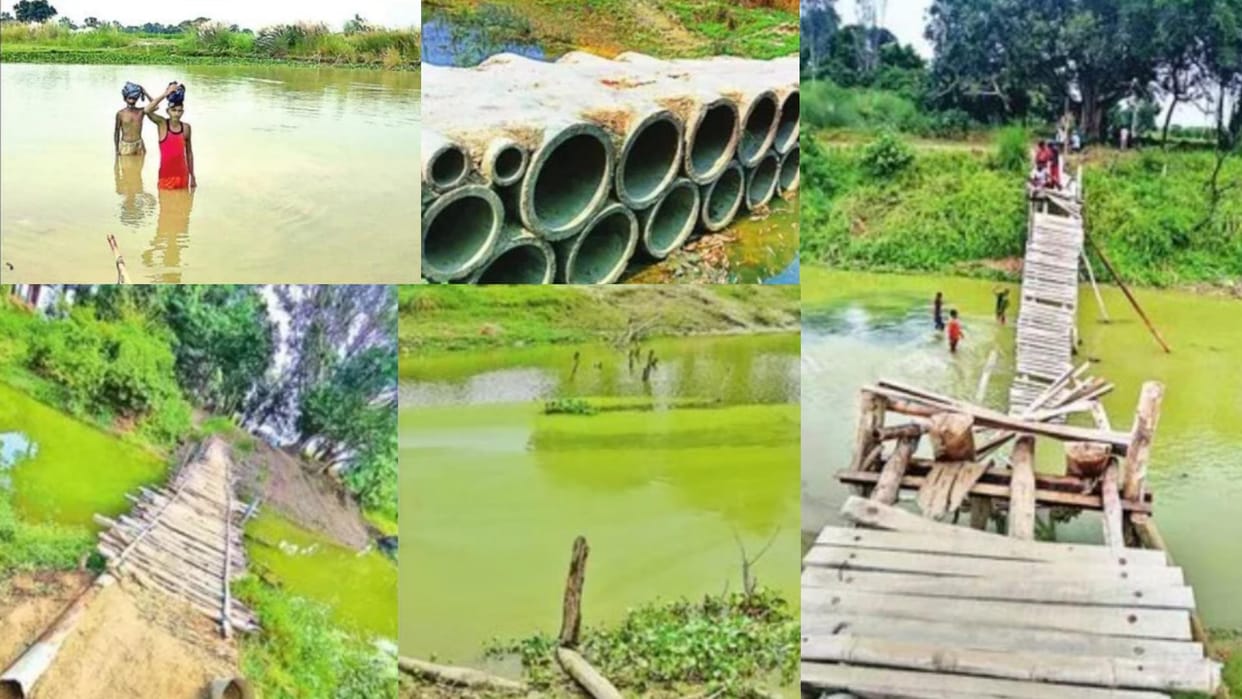 Villagers' lives at stake every day due to weak wooden bridges in Ambedkar nagar.