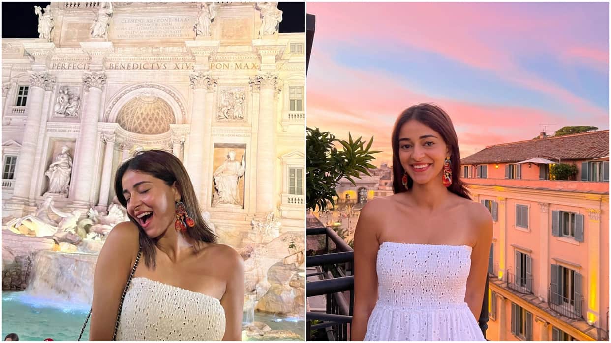 Ananya Panday tosses coin in wishing fountain and pose with pink sky in Rome, Suhana Khan reacts