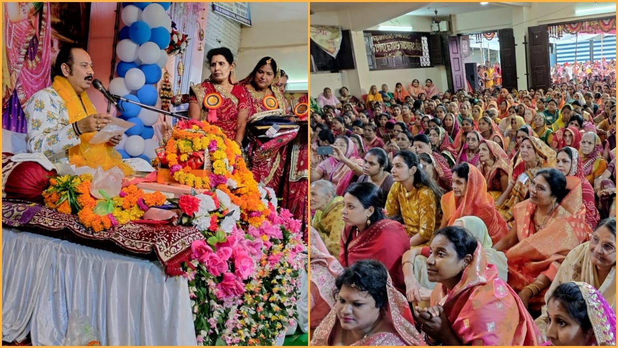 A grand procession was taken out on the last day of Bhagwat Katha in Sehore, people arrived in large numbers
