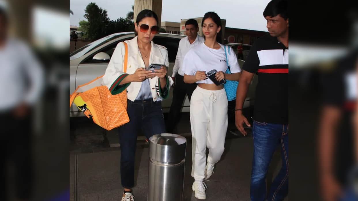 Suhana Khan Gauri Khan Airport Look goes viral on internet see video here
