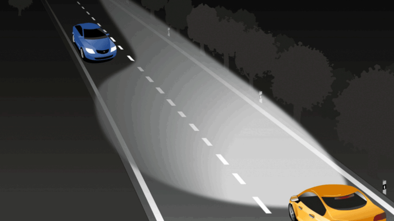 Safty tip for driving a car at night high beam light car danger for life