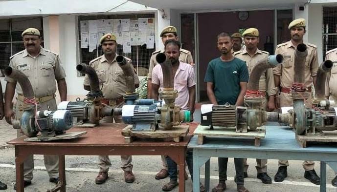 Seven electric motor pumps recovered from theft, two arrested