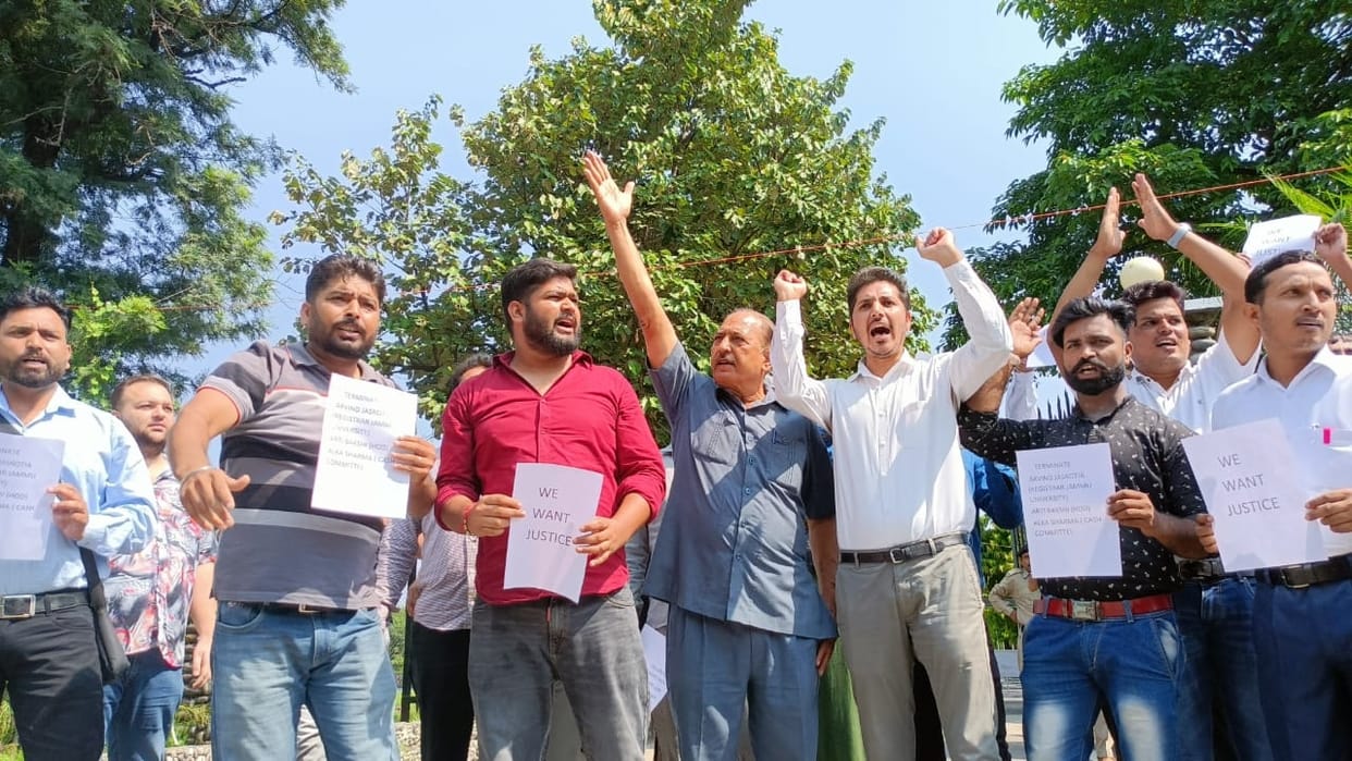 Protest in Jammu University over Prof chandershekhar suicide case demand CBI inquiry